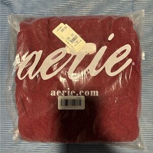 Aerie Deep Red Cable Knit Sweater